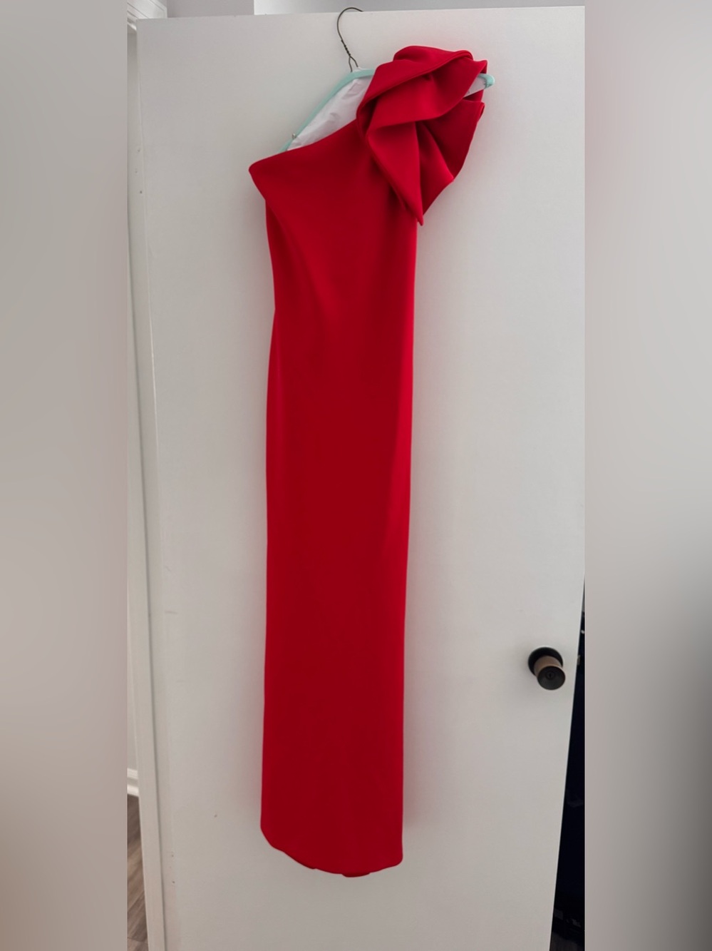 Aqua Elegant Red Maxi Dress One Shoulder Scuba Material